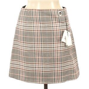 SANDRO Power plaid houndstooth check woven A-line high waist mini skirt 2 M NEW
